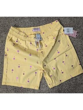 Drill Clothing Co Yellow Shorts Medium NWT Purple Palm Tree Monogram D2126-X1427